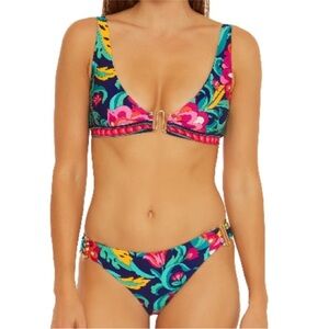 Trina Turk Garden Bikini Swim Suit Hipster Bottom Sz 4